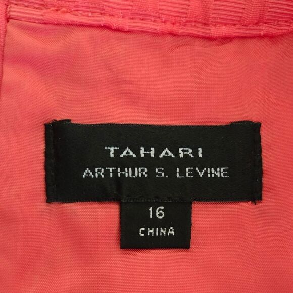 Tahari ASL Arthur S Levine Coral Geometric Textured Dress Size 16 A-Line Sheath - Picture 7 of 8